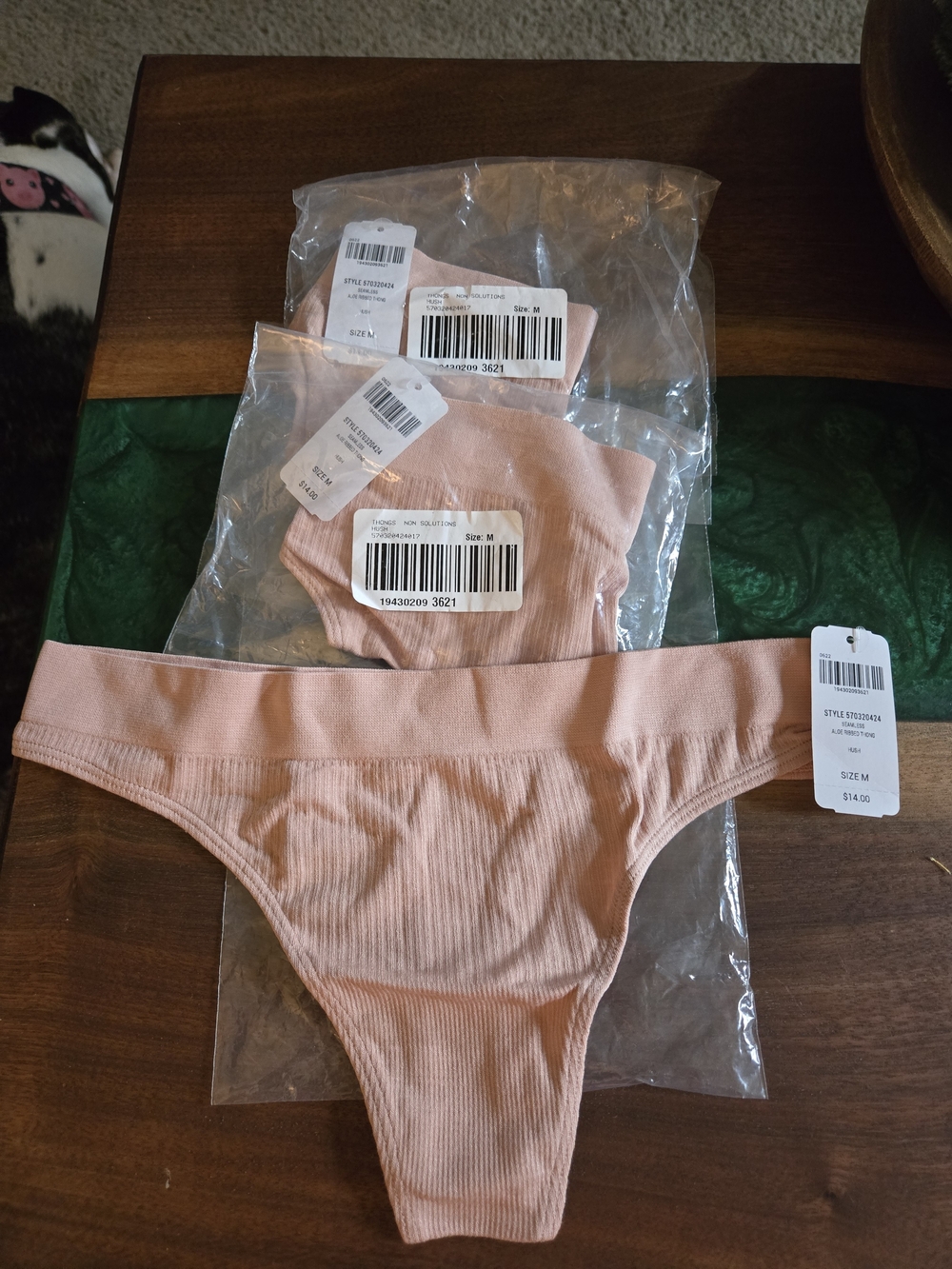 NWT Soma Set Of 3 Medium Aloe Ribbed Thongs